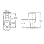 Унитаз-компакт Roca ACCESS, косой выпуск, c сиденьем микролифт (7.34P2.3.900.Y)