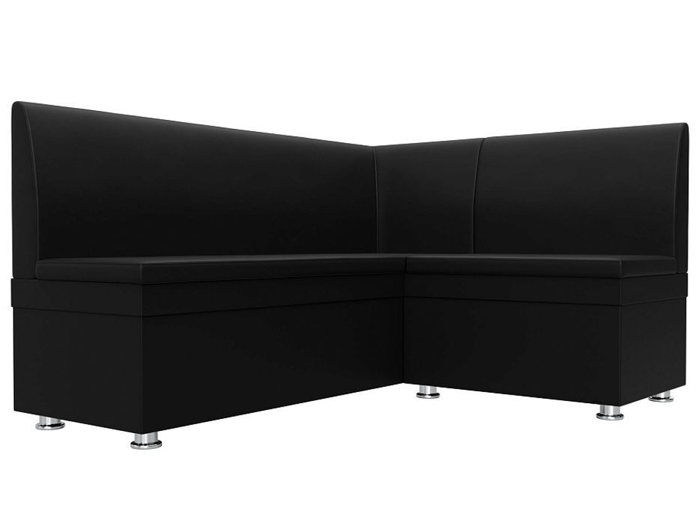 Диван кухонный угловой Уют правый угол, Черный, Экокожа, 28387