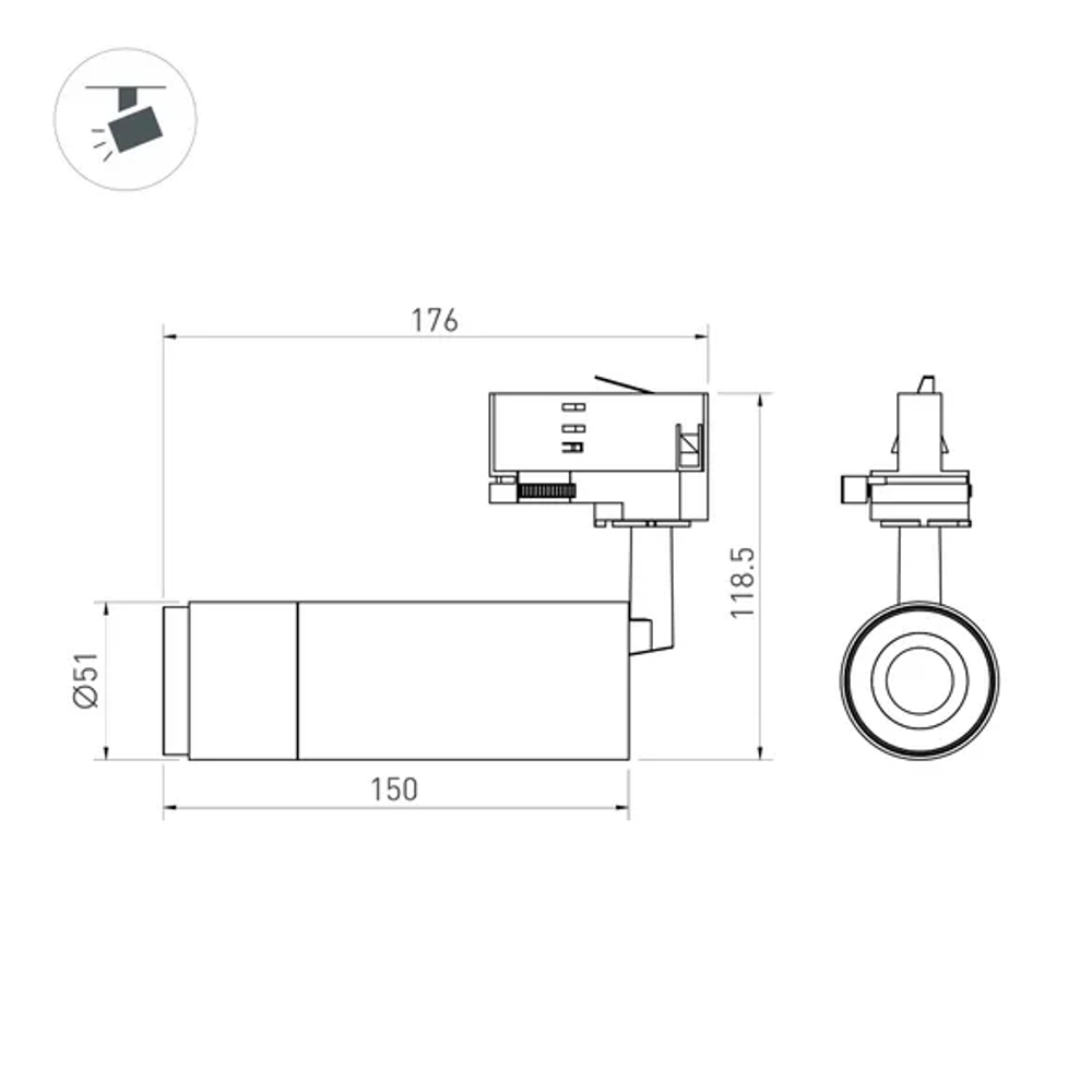 Светильник LGD-GESTIA-TRACK-4TR-R51-10W Warm3000 (BK-NI, 25-50 deg, 230V) (Arlight, IP20 Металл, 5 лет) 059385