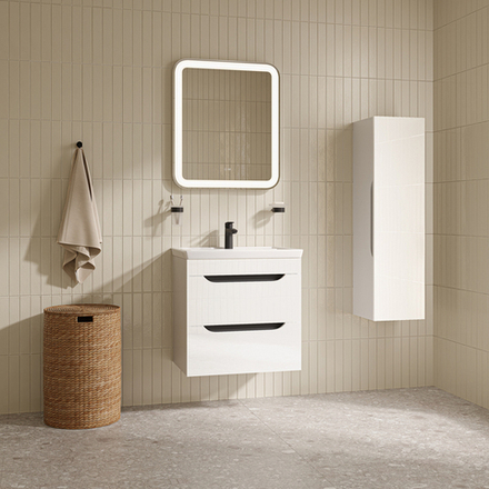 Тумба с умывальником IDDIS Ray, подвесная, 60 см, белый, RAY60W0i95K