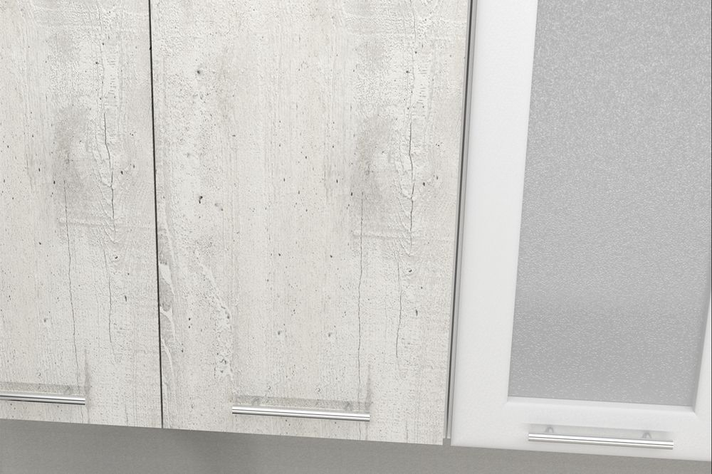 Кухонный гарнитур Алина ультра 2000 мм, каркас ЛДСП, фасад ЛДСП; Стекло, Белый/Пайн белый