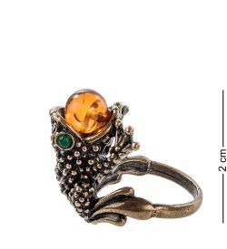AM- 099 Кольцо «Лягушка» (латунь, янтарь)