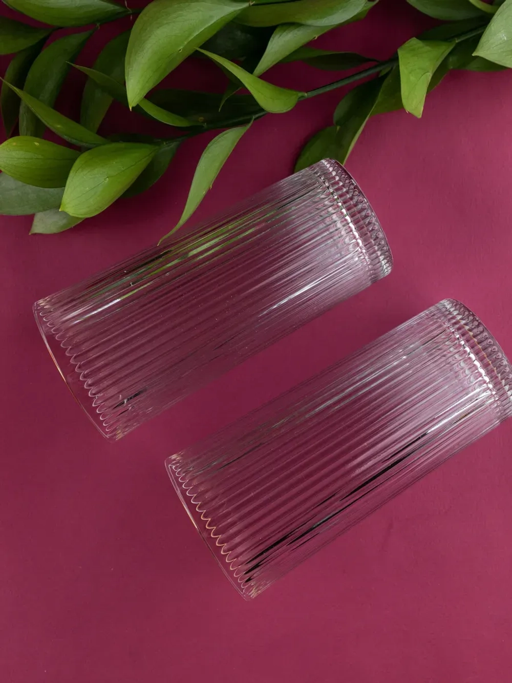 Ребристые бокалы для виски, 330 мл. 6 шт. с золотой каймой