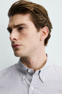 ZARA РУБАШКА REGULAR FIT В КЛЕТКУ, РЫЖЕВАТО-КОРИЧНЕВЫЙ