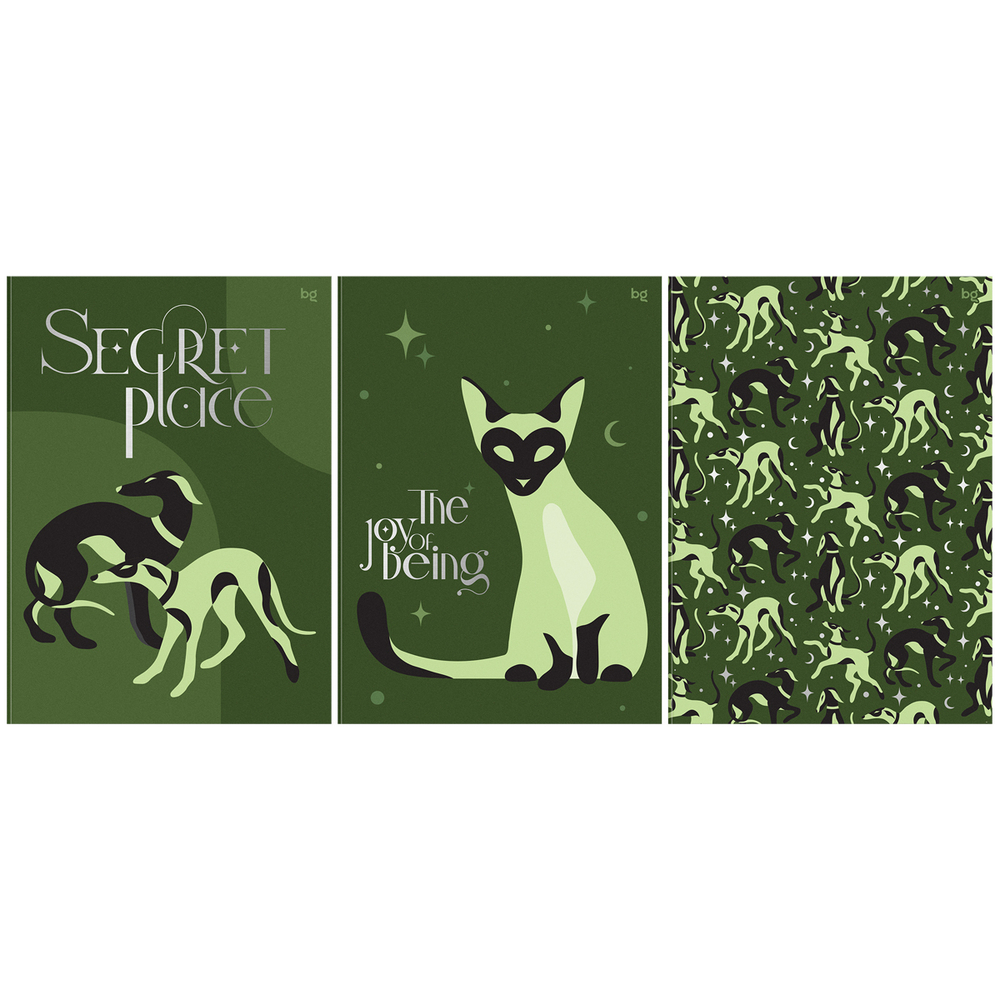 Тетрадь 48л., А4, клетка BG "SECRET PLACE", матовая ламинация, тиснение фольгой