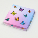 Коробка для кондитерских изделий с PVC крышкой «Бабочки в небе», 15*15*3 см