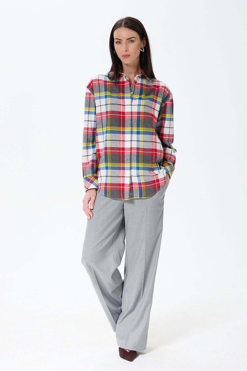 Рубашка Хельсинки белая клетка фланель