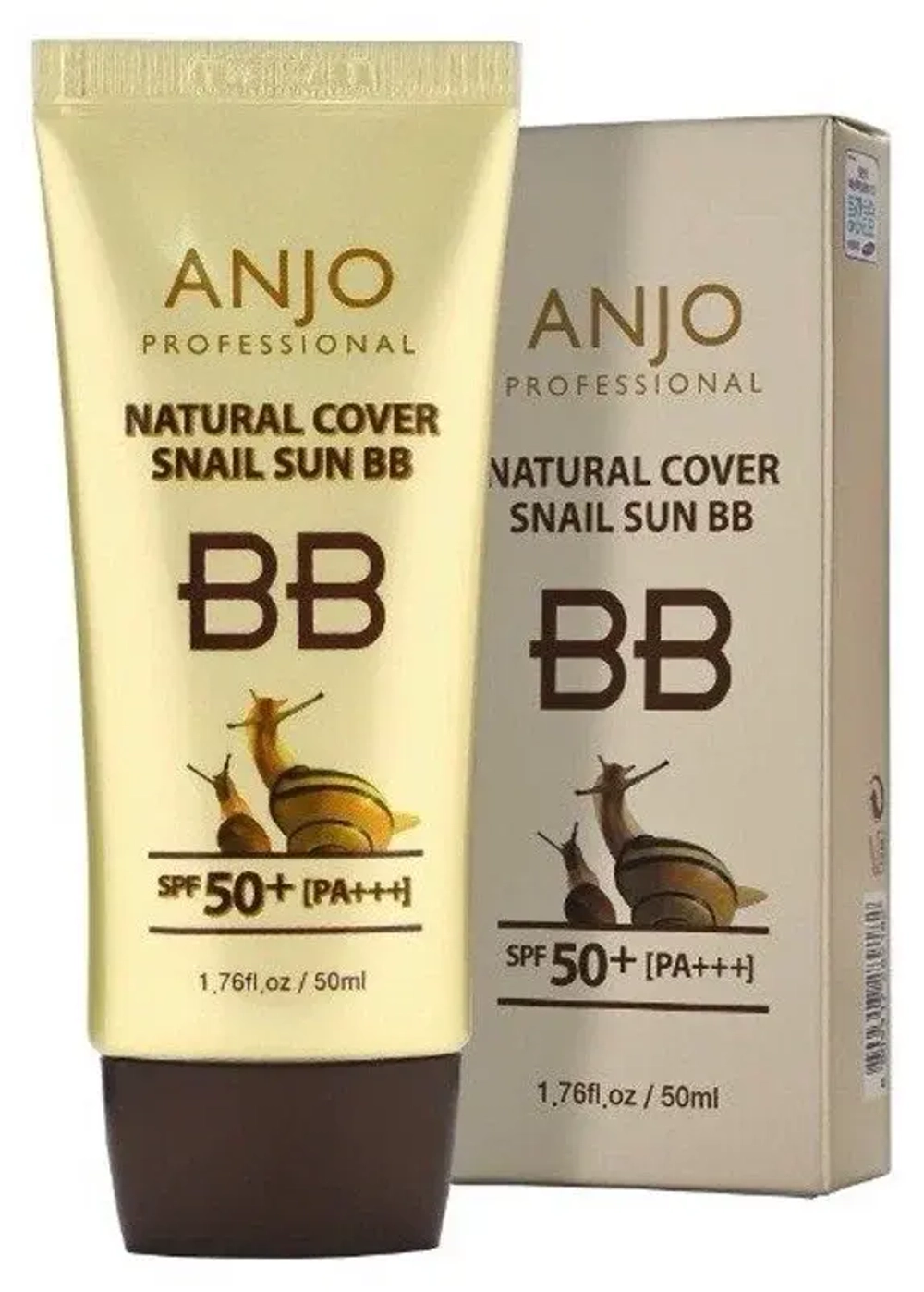 Anjo Professional Sun BB Natural Cover Snail SPF50+PA+++ Солнцезащитный ББ для лица с экстрактом муцина улитки, 50 мл