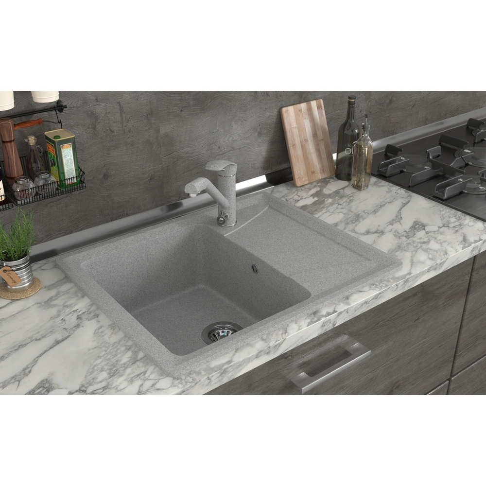 Мойка ML-GMS03 СТАНДАРТ с крылом, светло-серый (310), 605*495*190мм