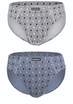 Комплект из двух трусов-слипов в клеточку (Размер: M) (Цвет: серый с синим)