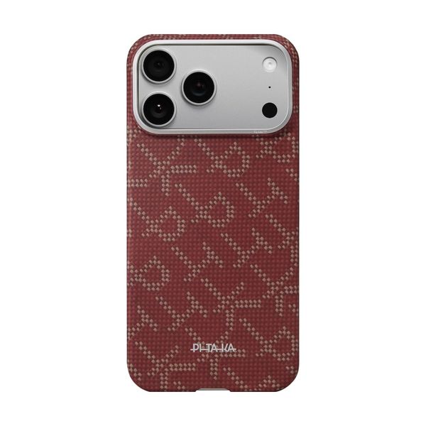 Чехол Pitaka Edge Case для iPhone 17 Pro, Красный монограм | Monogram Gold/Red