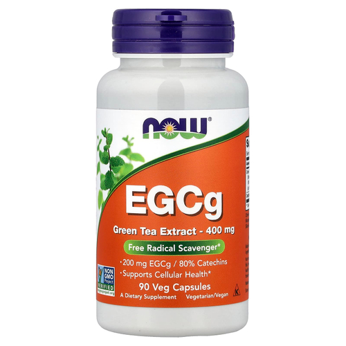 NOW Foods, ЭГКГ, экстракт зеленого чая, 400 мг, 90 вегетарианских капсул