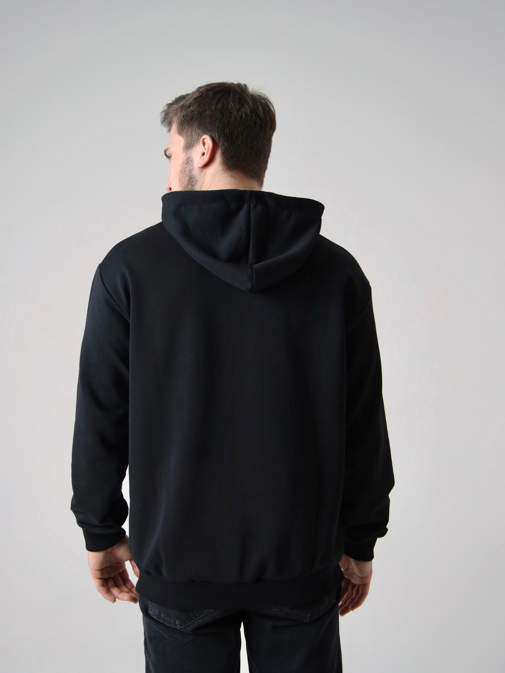 Худи черное Город Горький мужское с нашивкой желтый олень