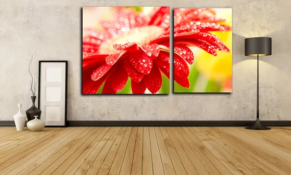 Модульная картина "Красные лепестки"