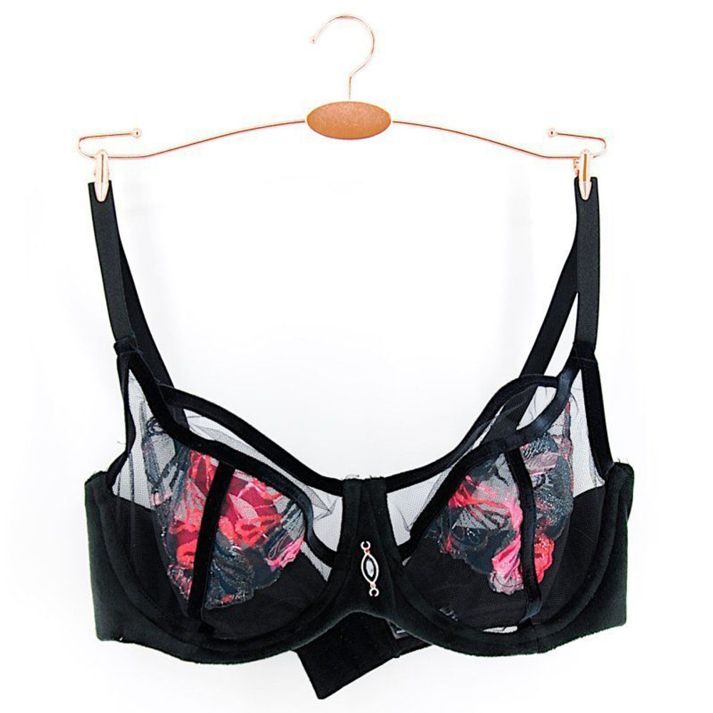 Бюстгальтер Herrera с мягкой чашкой +size из сетки (Размер: 75L) (Цвет: черный)