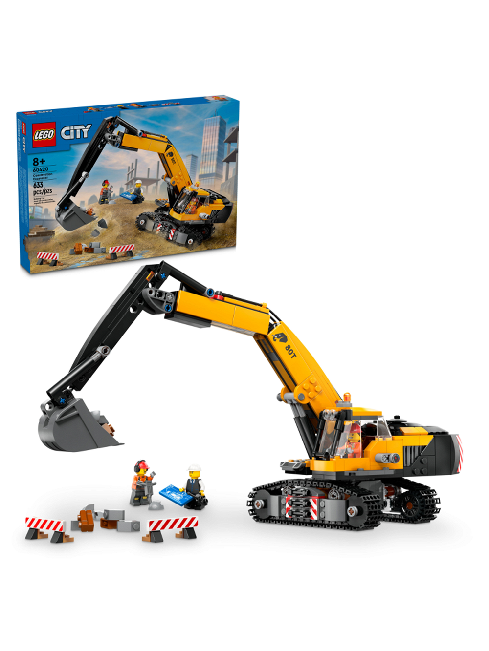 LEGO City 60420 «Жёлтый строительный экскаватор» — техника для работ на стройке