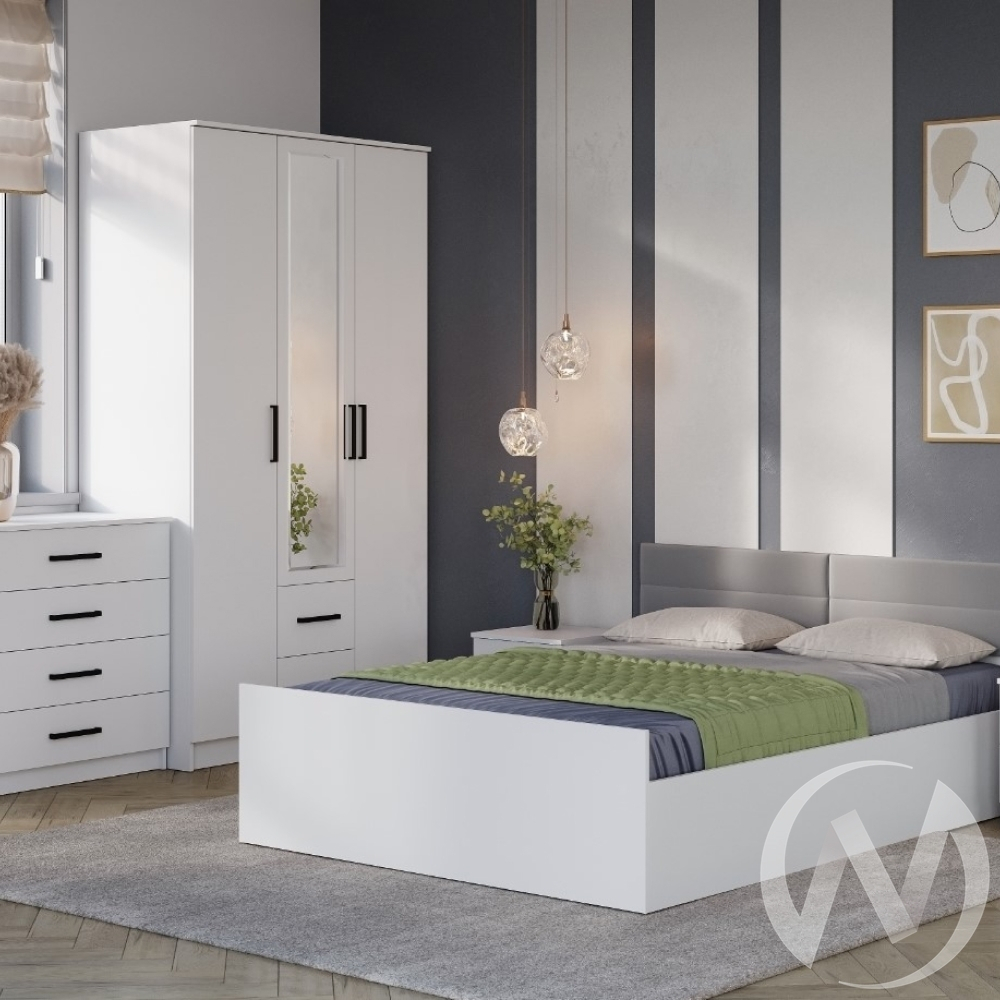 Шкаф 3-х створчатый ШК-09 Спальня Фьюжн (белый/белый)