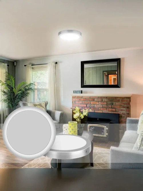 Настенно-потолочный светильник с серебряной рамкой, 18 Вт, 5000 К, для ванных комнат и кухонь площадью 10 м2