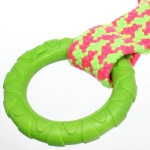 Игрушка-канат для всех пород собак с кольцом «Счастливый хвост!», цвет ярко-зеленый, 34*9см/80гр