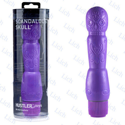 Фиолетовый массажер с гравюрой SCANDALOUS SKULL