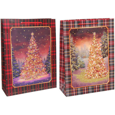 Пакет подарочный «Искристая ёлочка» 31*42*12 см, микс