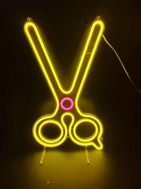 Неоновая вывеска светильник Ножницы парикмахерская