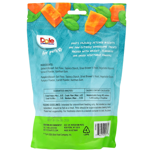 Dole for Pets, печенье, шпинат и тыква, 200 г (7 унций)