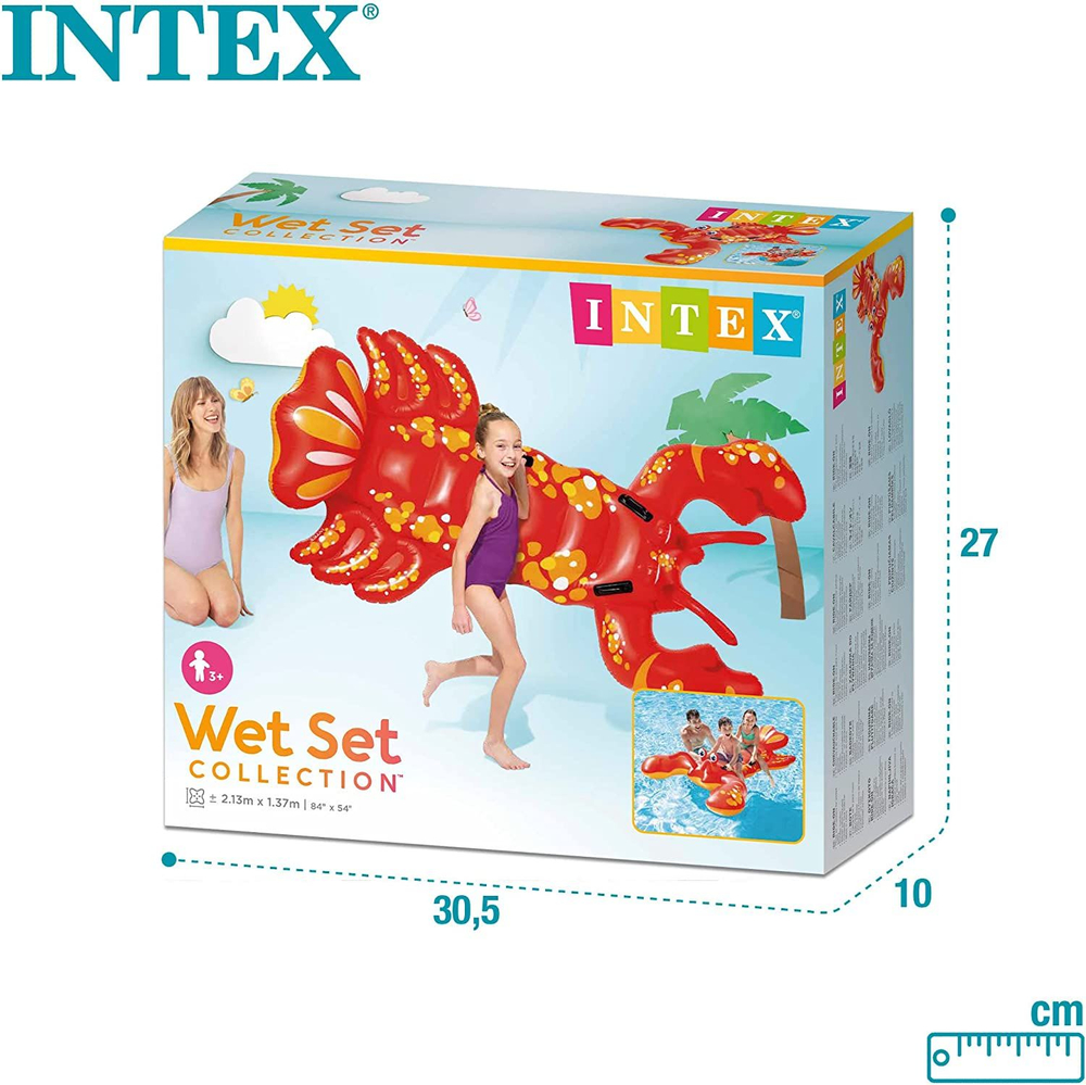 Плот надувной для плавания с ручками Intex Лобстер 213х137 см, красный, 57528