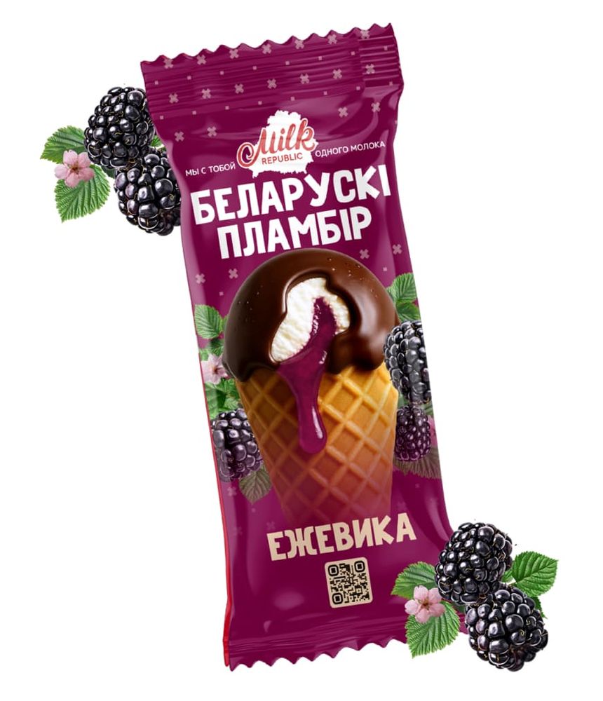 Мороженое Рожок "Белорусский пломбир" Ежевика 85г. Milk Republic - купить не дорого с доставкой по Москве