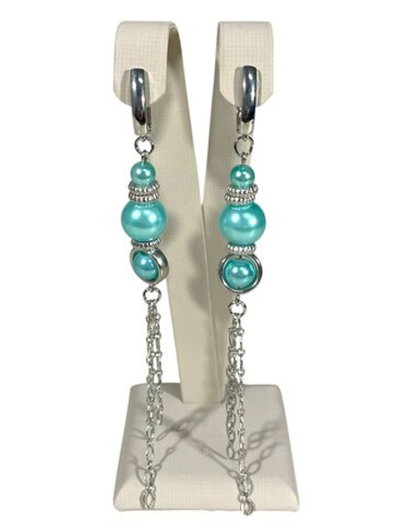 Серьги длинные мятного цвета