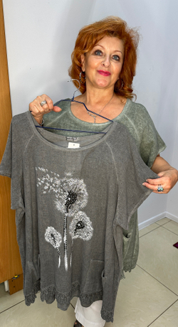 Футболка-туника с изображением одуванчиков