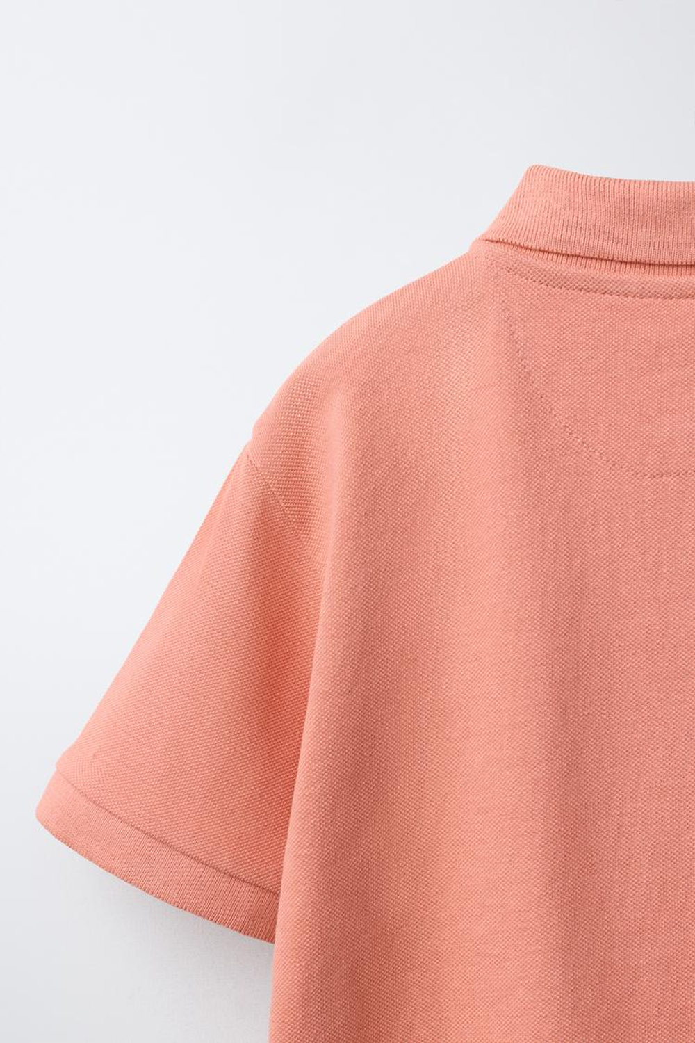 ZARA БАЗОВОЕ ПОЛО ИЗ ПИКЕ, ЛОСОСЕВЫЙ