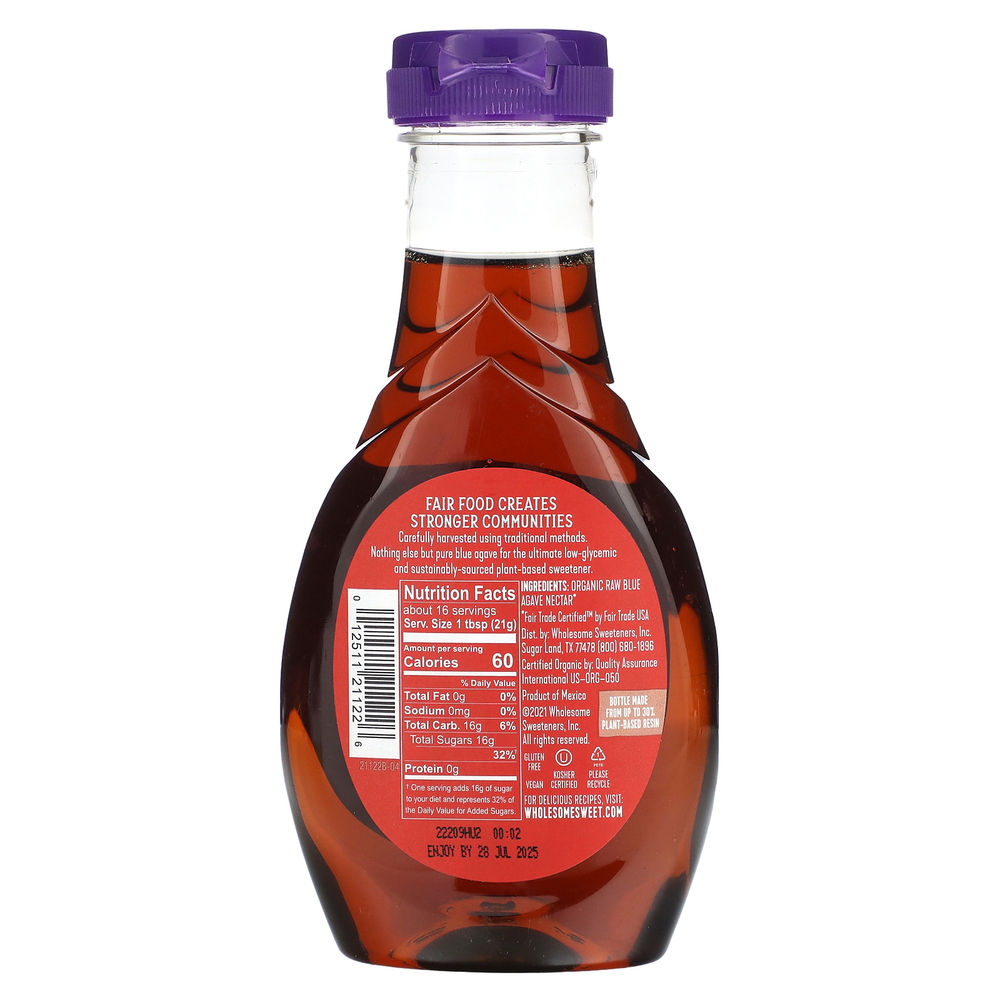 Wholesome Sweeteners, органическая необработанная голубая агава, 333 г (11,75 унции)
