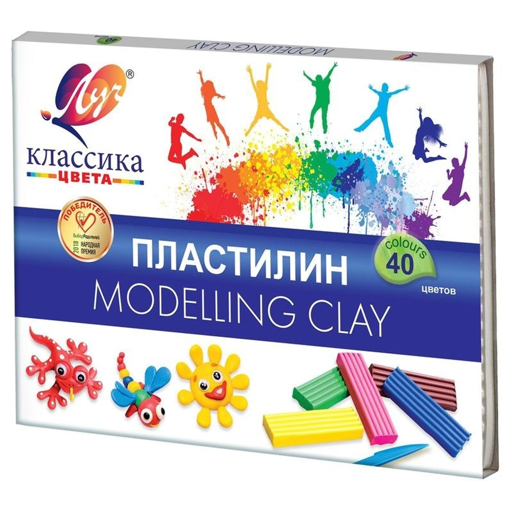 Пластилин 40цв 800г "Классика" стек карт упак ЛУЧ30С 1922-08