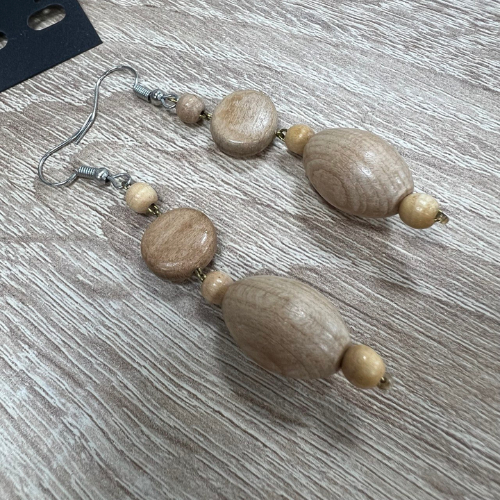 Серьги Маслинка цвет светло-коричневый, дерево 5,5 см