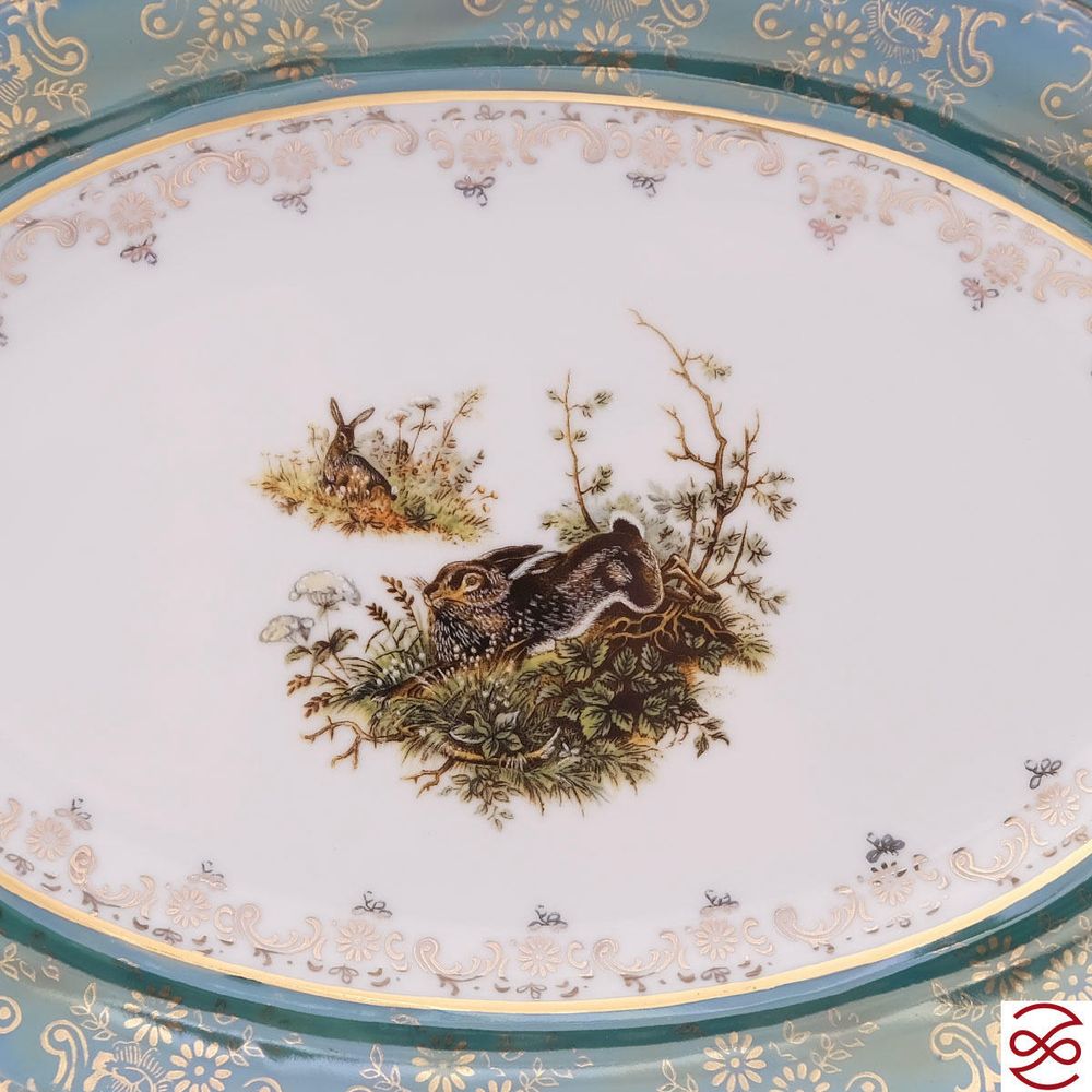 Блюдо овальное Repast Охота зеленая Мария-тереза 29 см