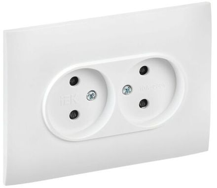 Розетка 2-м SKANDY 10А без заземл. защ. шторки в сборе SK-R09W арктич. бел. IEK SK-R23-10-K01-F