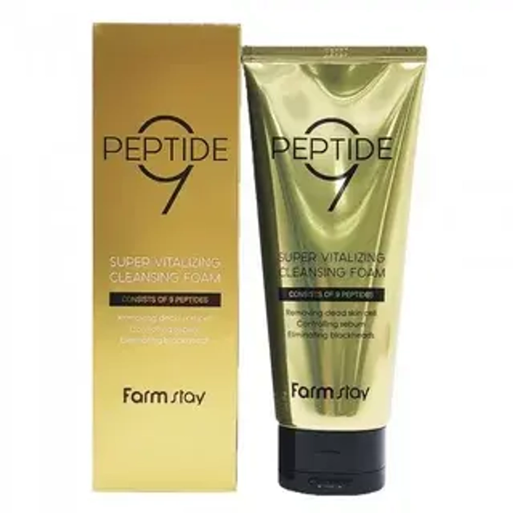 Пенка для умывания с комплексом из 9 пептидов FARM STAY Peptide 9 Super Vitalizing Cleansing Foam 18