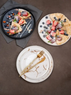 Набор посуды 6 тарелок белый мрамор 25 см