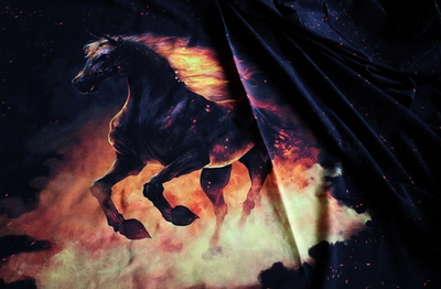 ОГНЕННЫЙ КОНЬ - Кулирка с лайкрой, компакт пенье (ДЖ66 Маша) (к2 дырочка от кромки 10см, полочка задета)