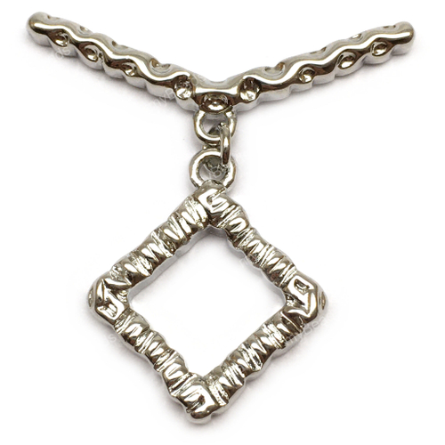 Замок - тоггл "Вязаный ромб" 20х18 мм, родий