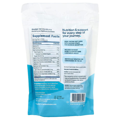 Bariatric Fusion, жевательная добавка с кальцием, фруктовый пунш, 60 жевательных таблеток