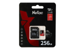 Карта памяти Netac MicroSDXC P500 Extreme Pro Class 10 UHS-I A1 V30 (100 Mb/s) + SD адаптер, 256GB
