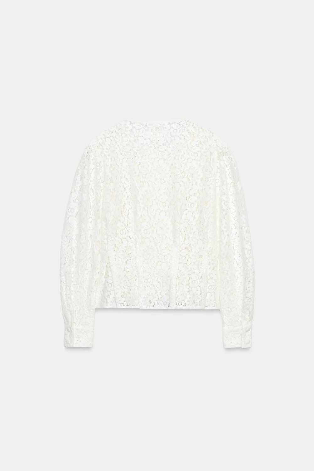 ZARA ДВУБОРТНАЯ КУРТКА С КРУЖЕВОМ, БЕЛЫЙ