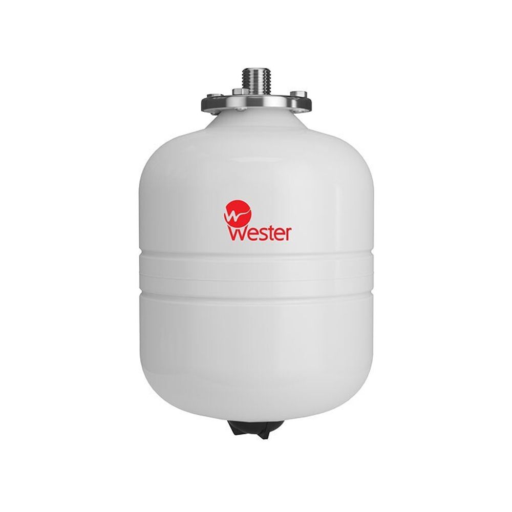 Бак расширительный WESTER WDV Premium объём 8л, DN 20, PN 12, для ГВС, гелиосистемы, вертикальный, резьбовое-НР, G-3/4&#39;&#39;, без опор с контрфланецем из нержавеющей стали, белый, Россия