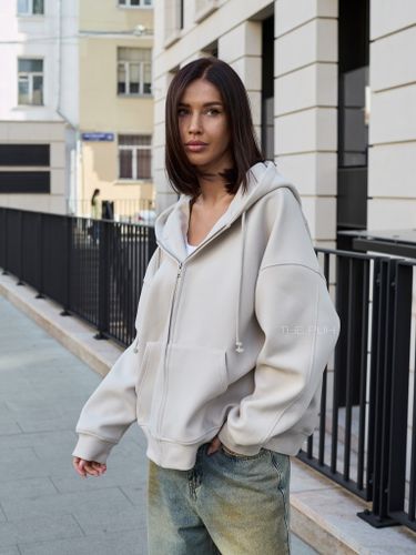Худи на молнии в бежевом цвете