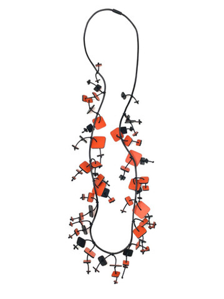 Бусы ГИПСОФИЛА оранжевый/черный
