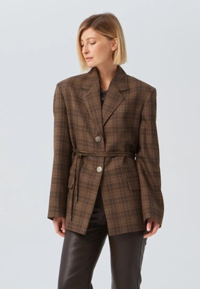Жакет клетка с поясом