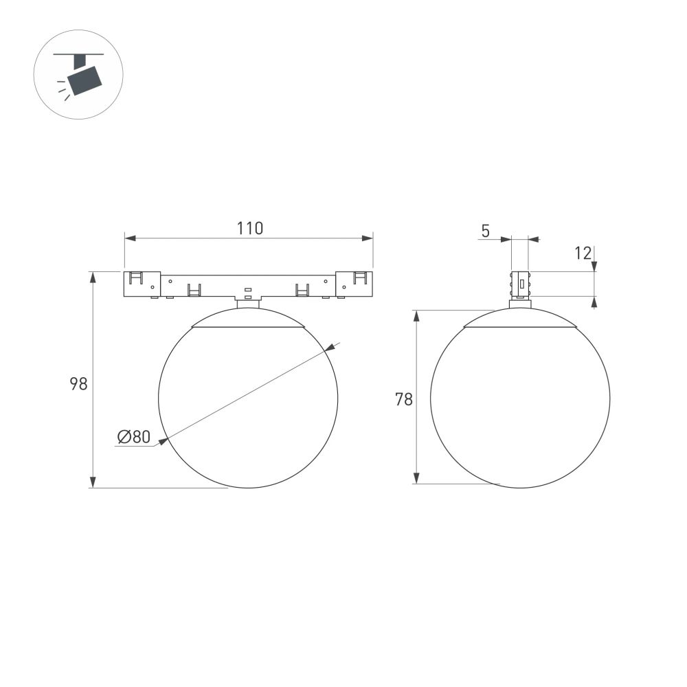 Светильник MAG-MICROCOSM-SFERO-R80-7W Day4000 (BK, 230 deg, 24V) (Arlight, IP20 Металл, 5 лет) 051783