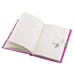 Блокнот в футляре, 14,5 см * 21,0 см, 7БЦ, Alingar, ламинация, фольга, замочек, линия, 40 л., "Бабочки и розы", красный